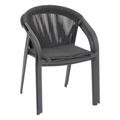 Sedia impilabile Riu alluminio e poliestere antracite grafite - L. 566 x P. 615 x H. 80 cm