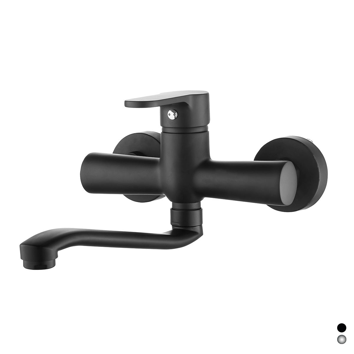 Mezclador monomando de lavabo de pared negro mate