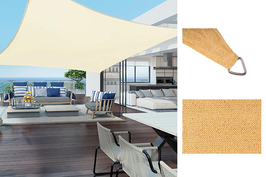 Vela Parasole 4x5m 160g Beige con Ganci di Metallo