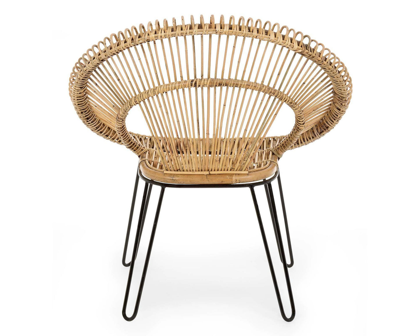 Poltrona Esteban Naturale in Rattan e Acciaio - Design Elegante per Interni ed Esterni