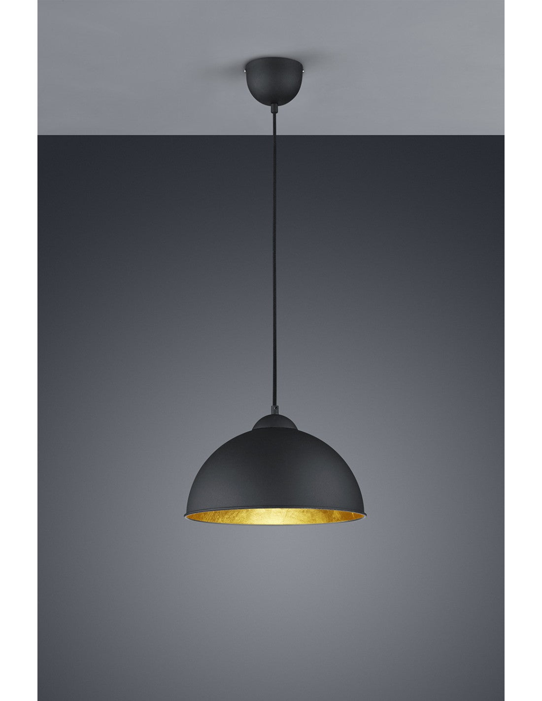 Cúpula Suspensión Jimmy 1xE27 Negro Y Oro Ø31 cm Trio Lighting