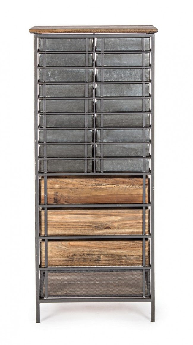 Cómoda OFFICINA en acero y madera 129,5h cm