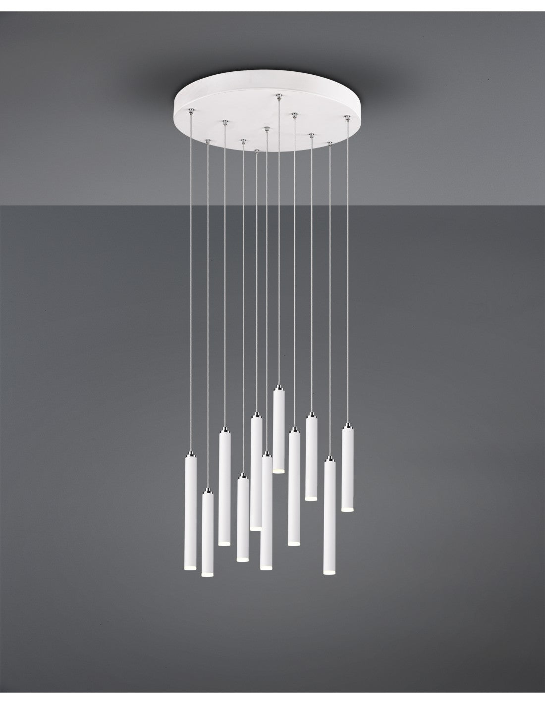 Suspensión Tubular Moderna 11 Tubos LED Blancos Ø40 cm Trio Lighting