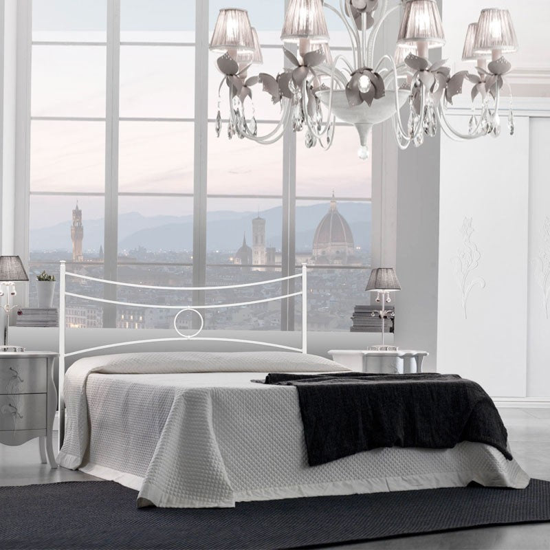 Cama doble de hierro con estructura de hierro CONCA Blanco 166x202x h117 cm