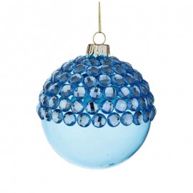 JEWEL Bola de Navidad de cristal azul claro esfera navideña de 8 cm