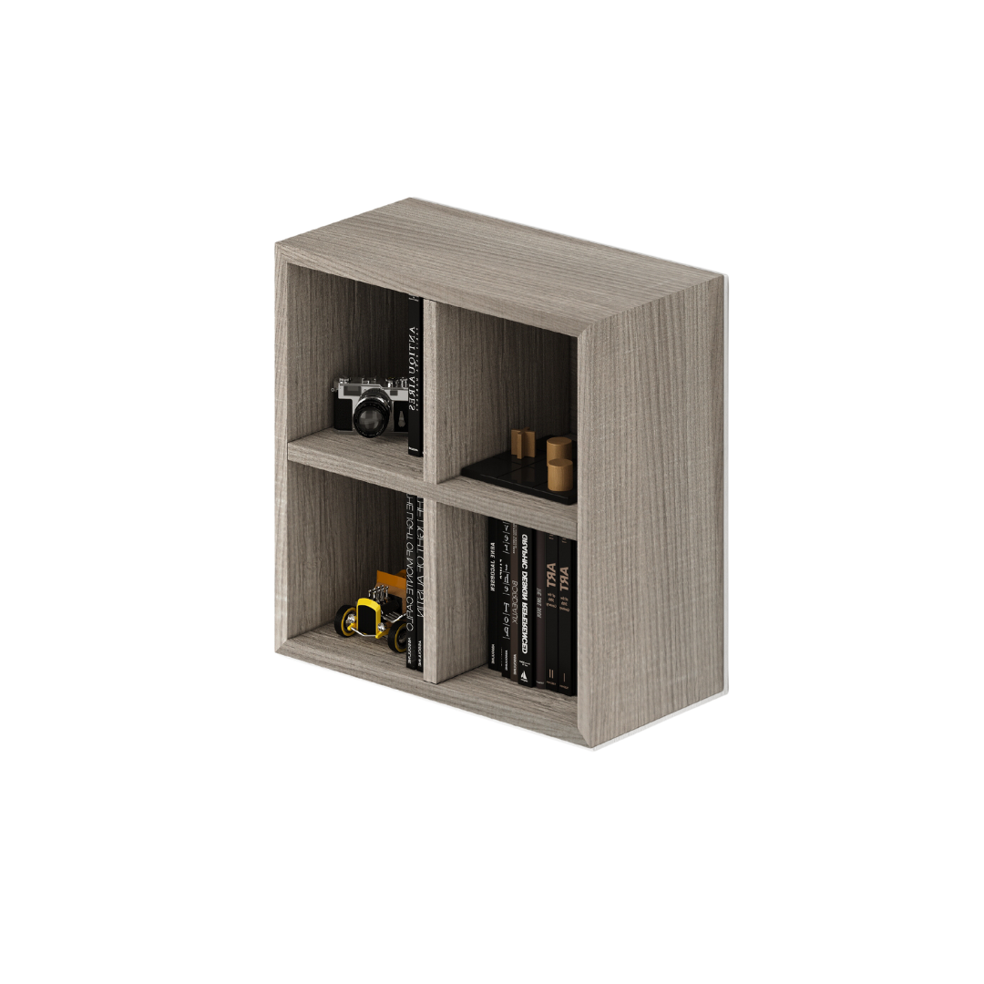 Mueble alto de 4 compartimentos con puerta color olmo Al.60x60x30cm