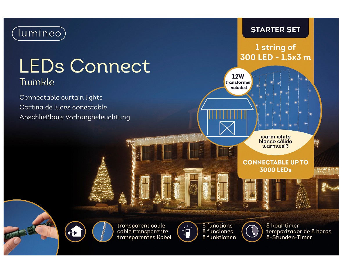 Cortina Twinkle Connect Cortina de luces navideñas 300 LED