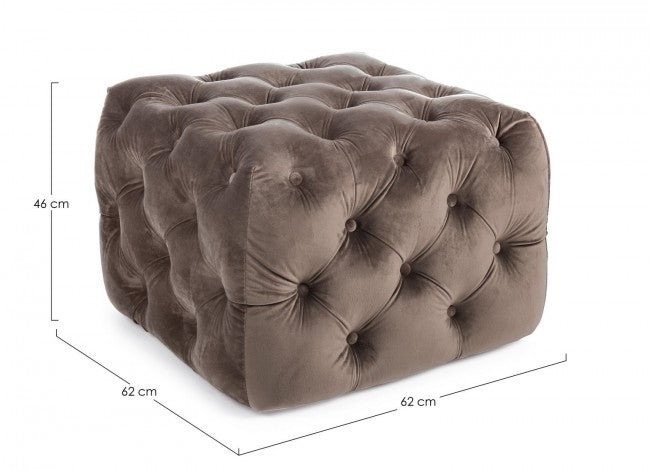 EVAN S Puf terciopelo gris tórtola 62x62x h46 cm
