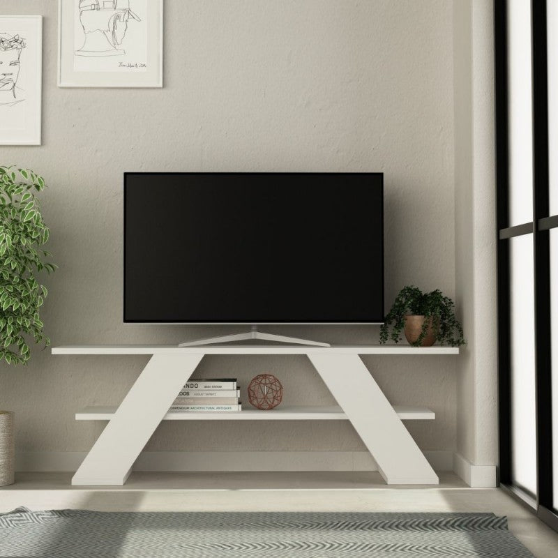 Mueble TV abierto 2 estantes FARFALLA blanco 120x33,5x40 h cm