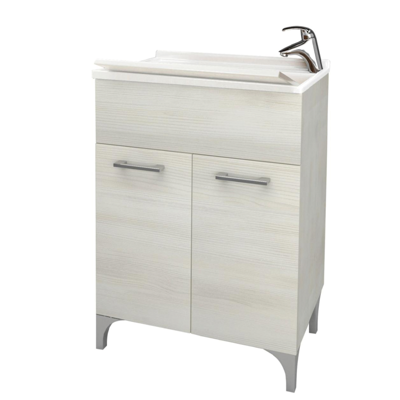 Lavabo con 2 puertas de 60x50 cm, color roble blanco