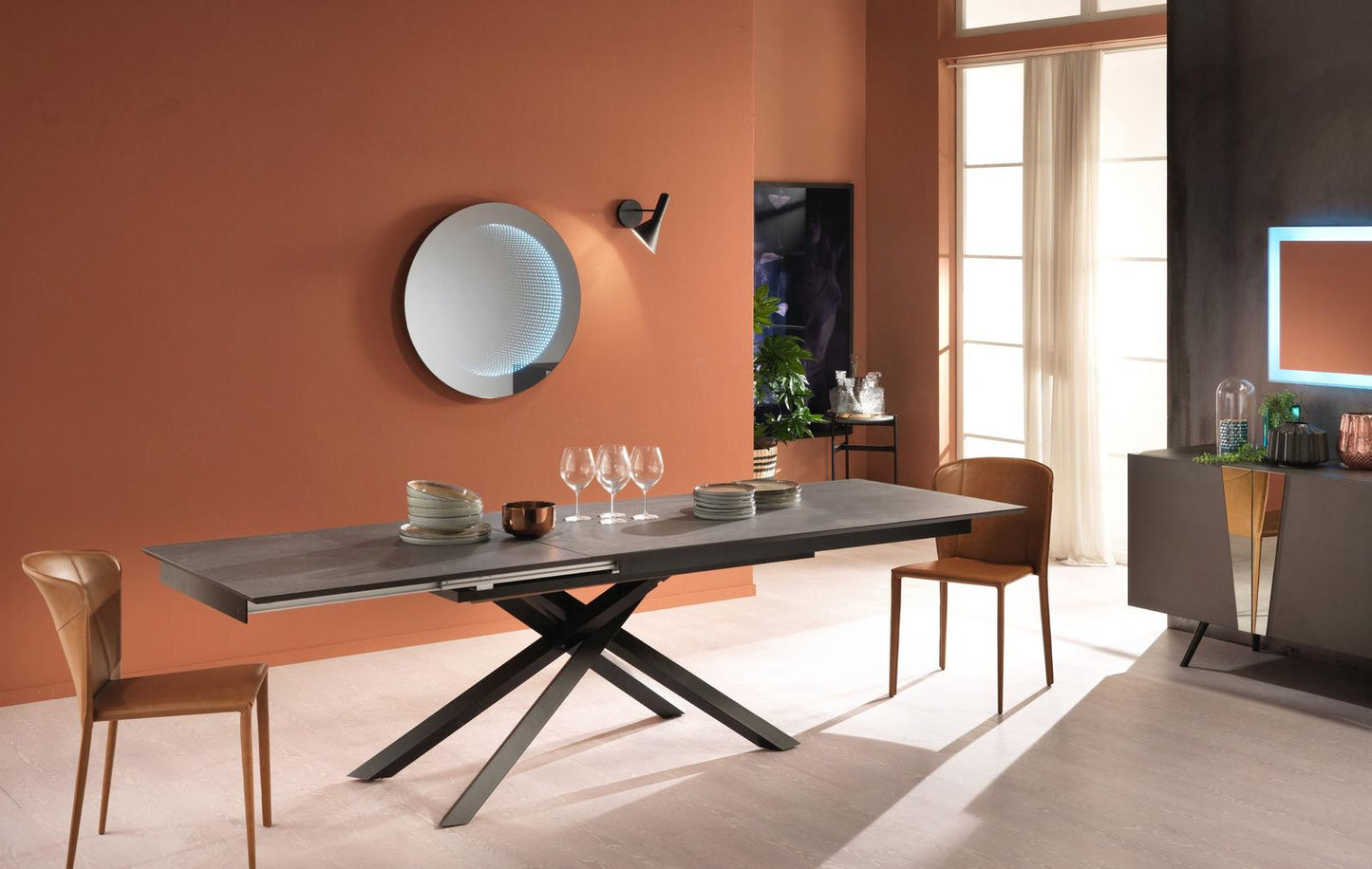 Mesa extensible 170/270x90 cm gris oscuro