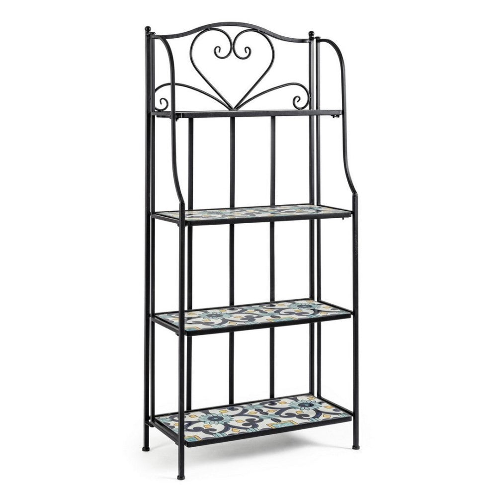 Librería plegable Positano 4 estantes en metal estilo country 57x28x133h cm