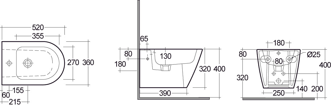 Bidé suspendido del centro turístico