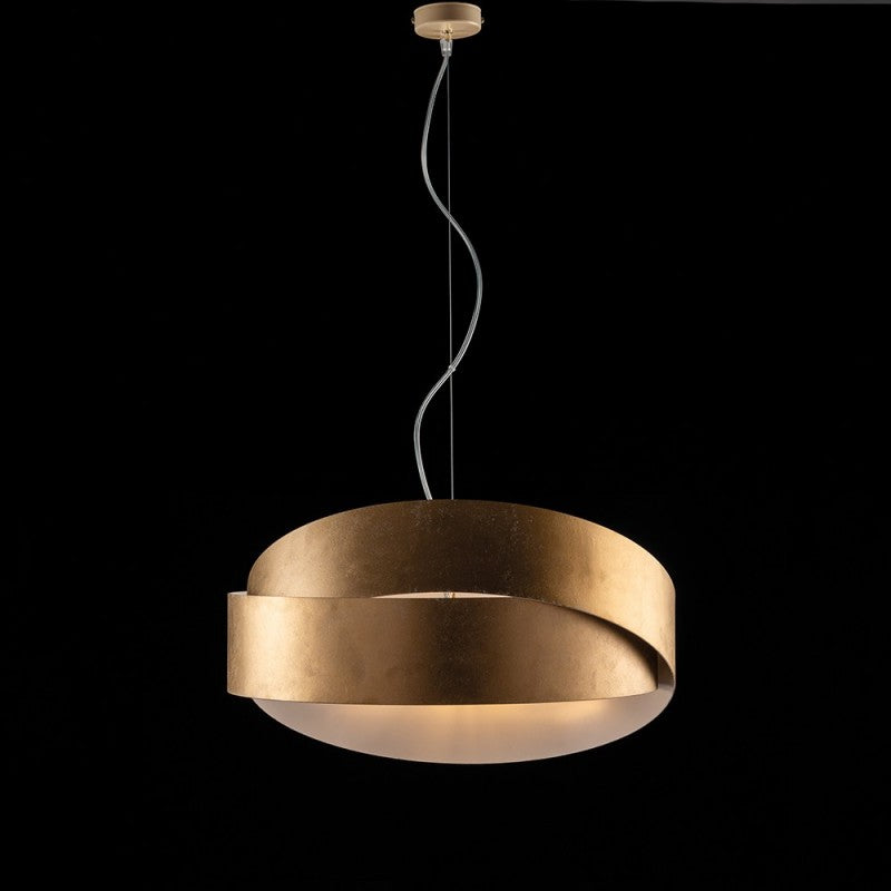 Lámpara colgante de hierro oro blanco con dos luces 46x h22 cm