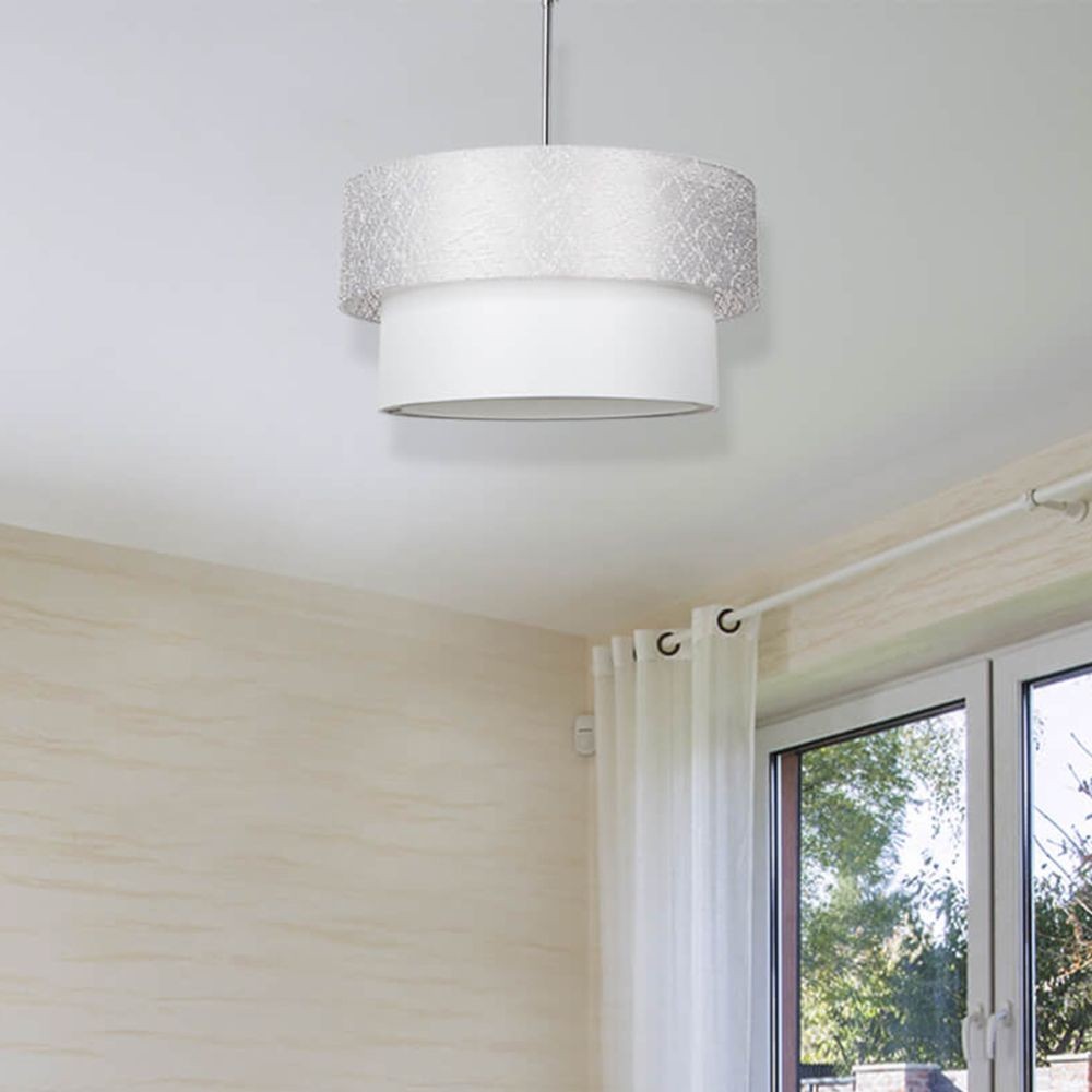Lampada a sospensione Polo MDL2749 in tessuto grigio EFFEZ