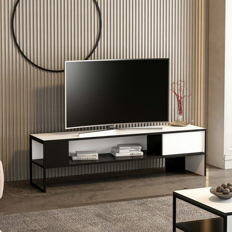 Mueble TV Concord blanco y negro 150x35xh.42 cm.