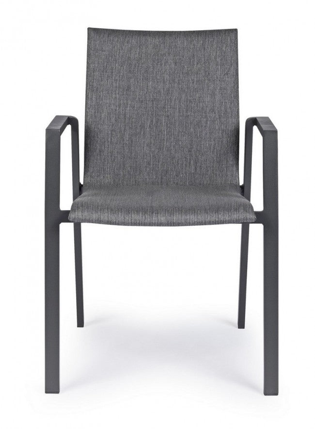 Silla de jardín antracita con brazos Bizzotto
