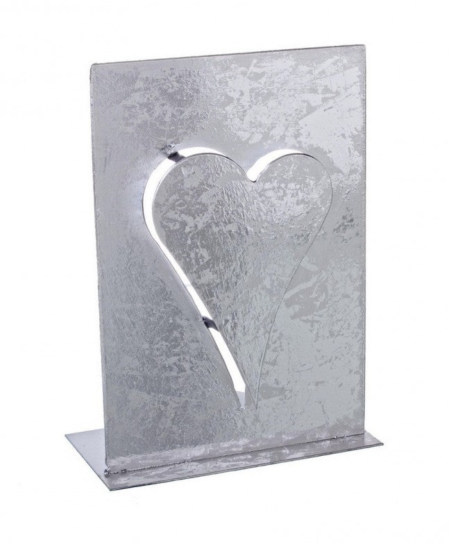 8x P. Candelabro Corazón Metal Plata