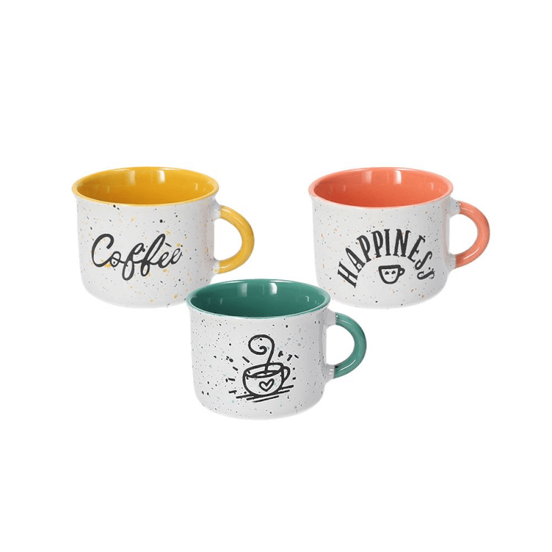 Taza de café sin platillo 90 cc Happy Coffee Gres Multicolor