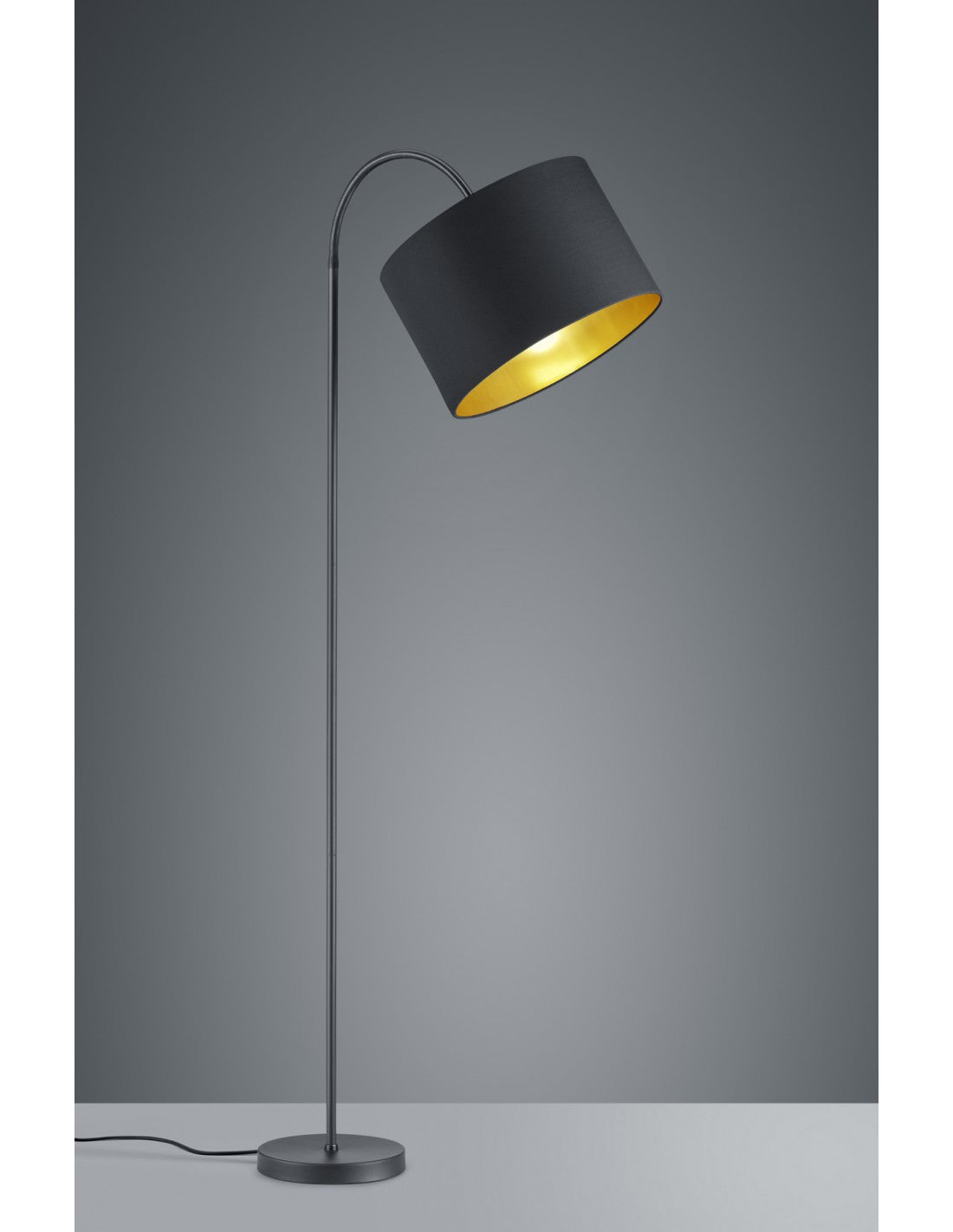 Lámpara de pie Hostel Pantalla ajustable de metal negro-dorado Al. 156 cm Trio Lighting