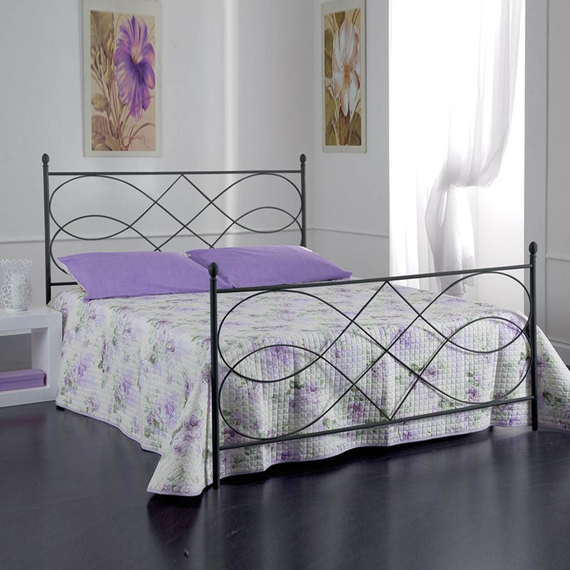 SOSPIRO cama doble de hierro con pie de cama Negro 166x208x h128 cm
