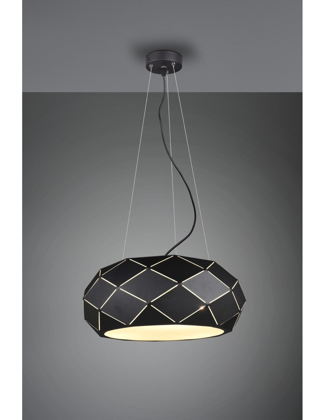 Suspensión 3xE27 Zandor Negro Ø50 cm Trio Lighting