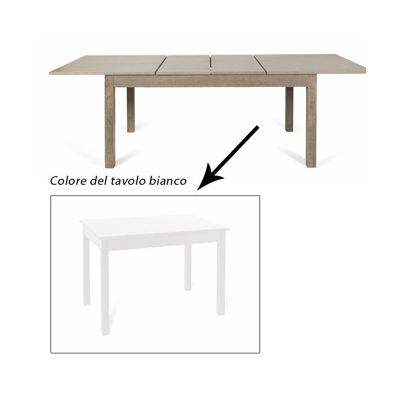 Mesa de comedor extensible blanca íntegramente en madera de melamina 90x160-240 cm