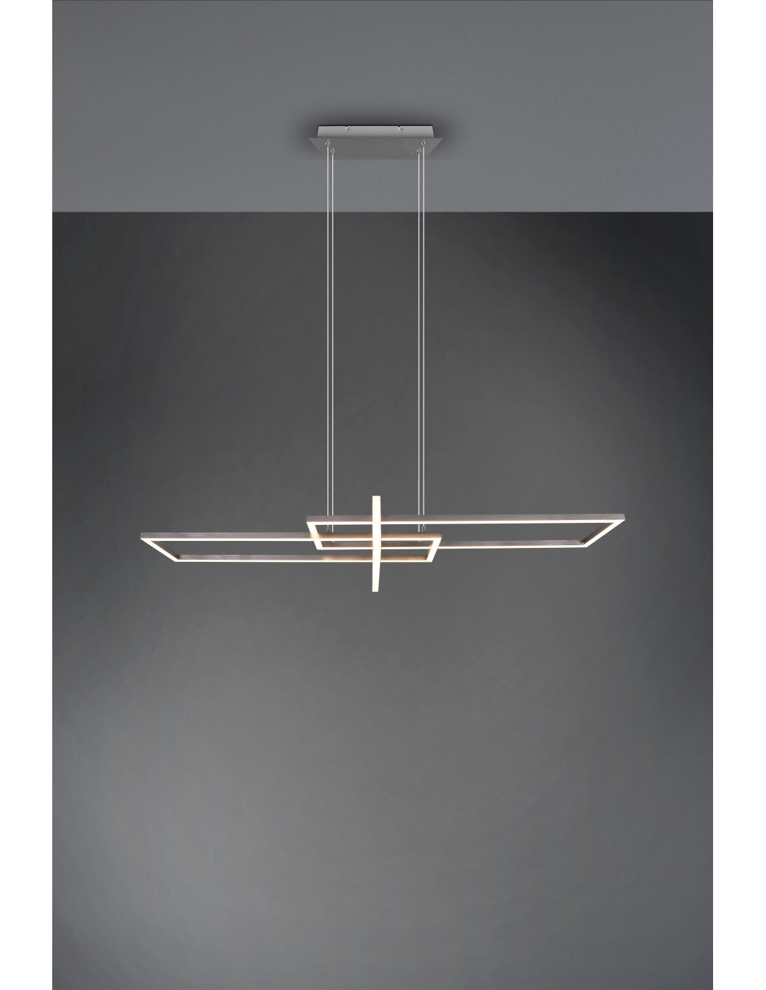Salinas Suspensión 3 LEDs Rectángulo 34w Níquel L110 cm Regulable Trio Lighting