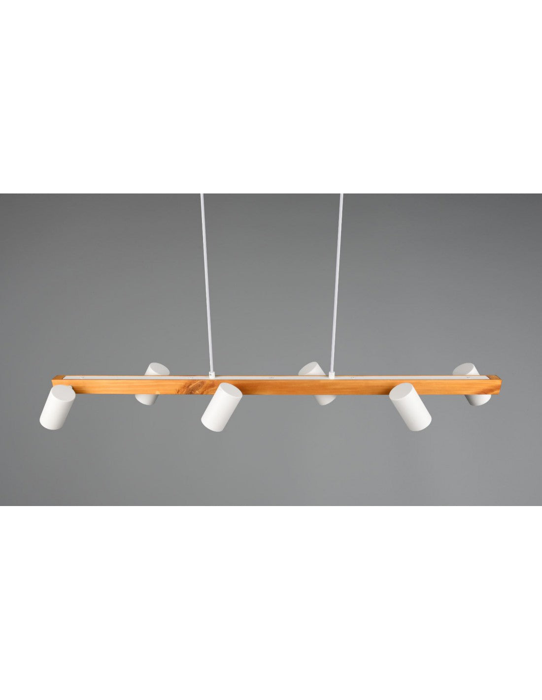 Lámpara de araña de isla de madera con 6 puntos cilíndricos blancos ajustables Marley Trio Lighting