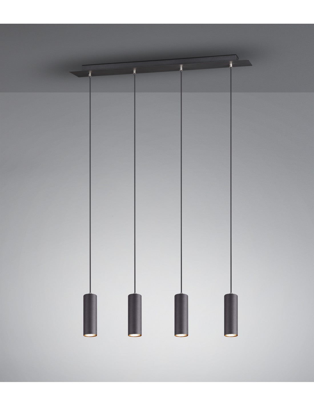 Península Suspensión 4 Luces Marley Cilindros Negro Trio Iluminación