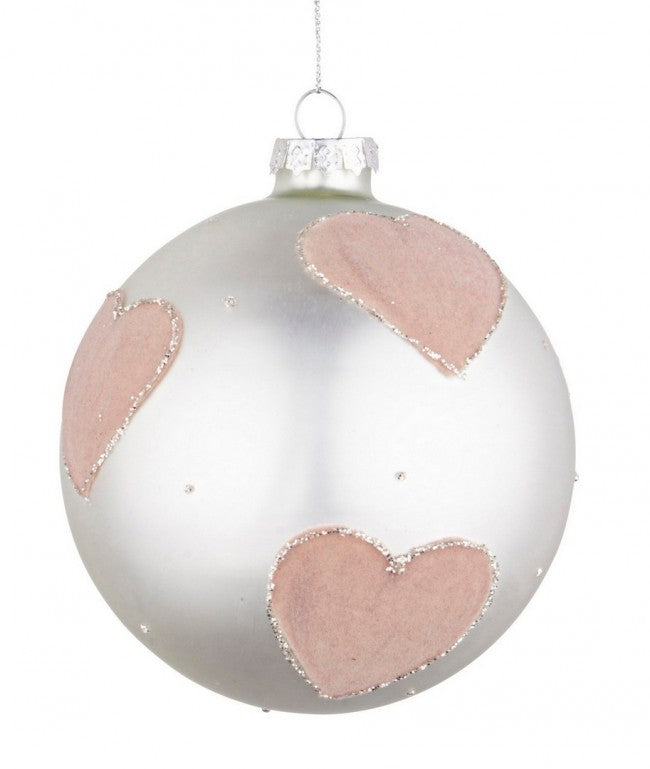 8x Esfera Vt Chic Plata Op Rosa Corazón D100