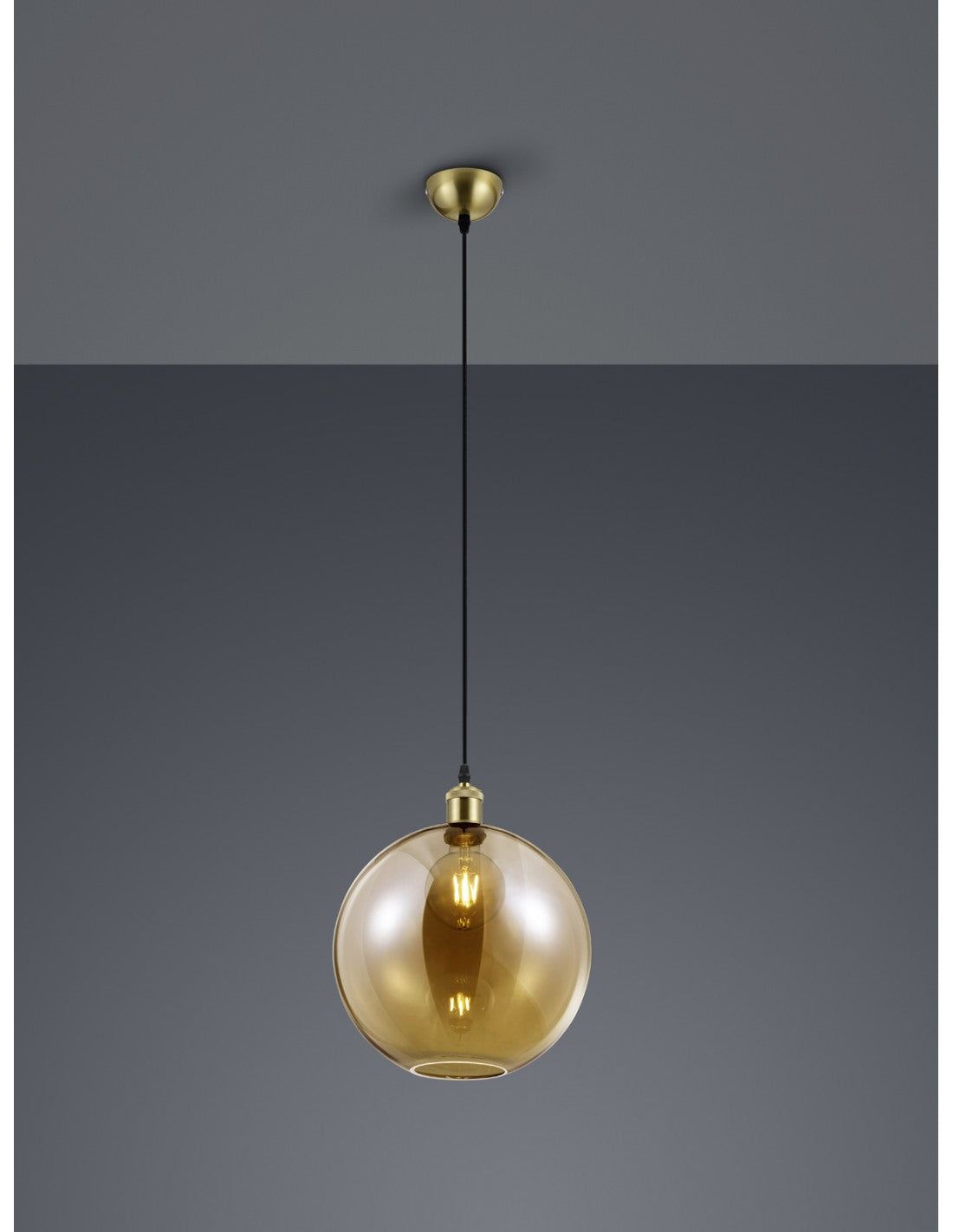 Lámpara colgante Dino de cristal ámbar con una sola esfera Ø30 cm Trio Lighting