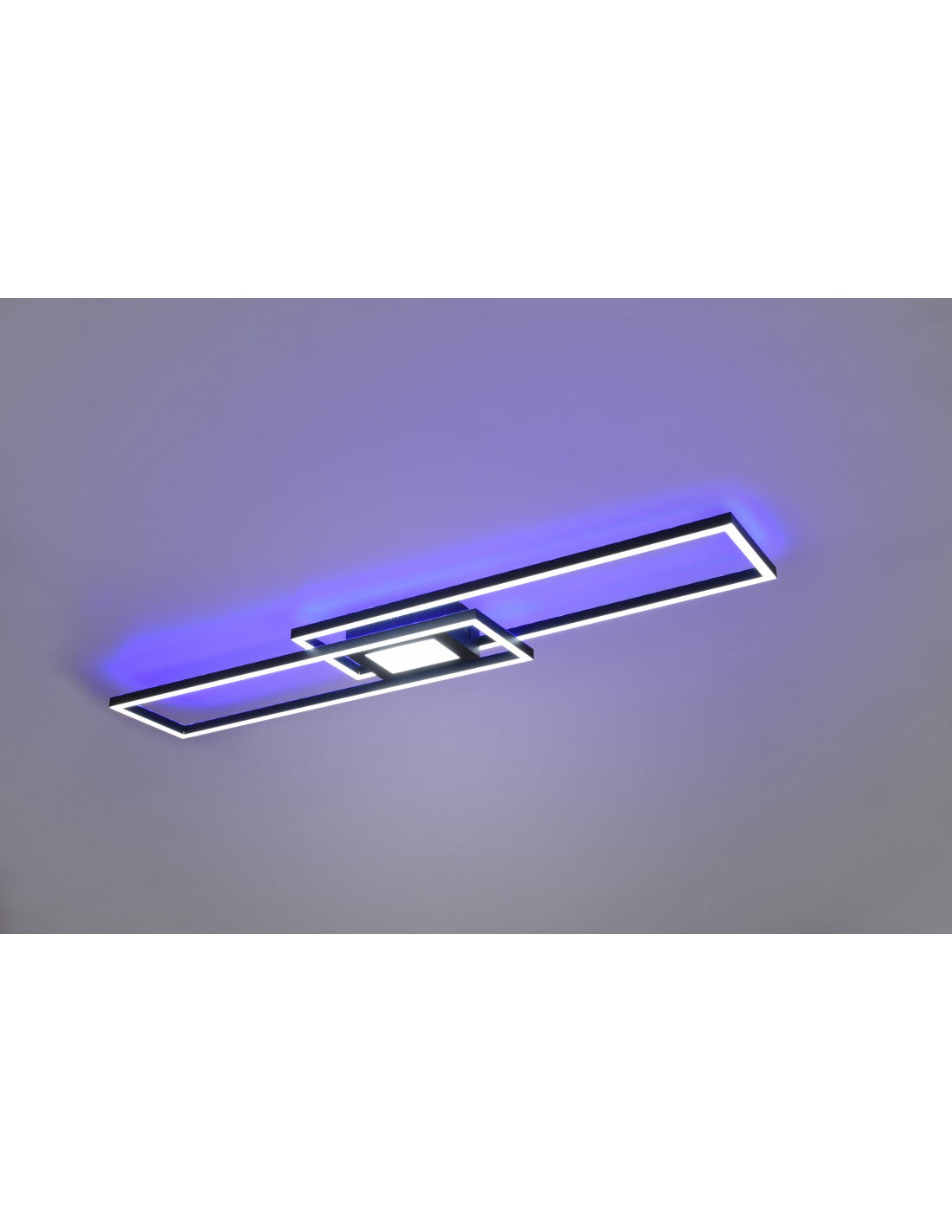 Candelabro Luz de techo Rectángulos Doble emisión Led Ganado Negro Trio Iluminación