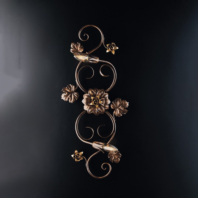 Plafón de dos luces hierro marrón dorado 73x2x h17 cm