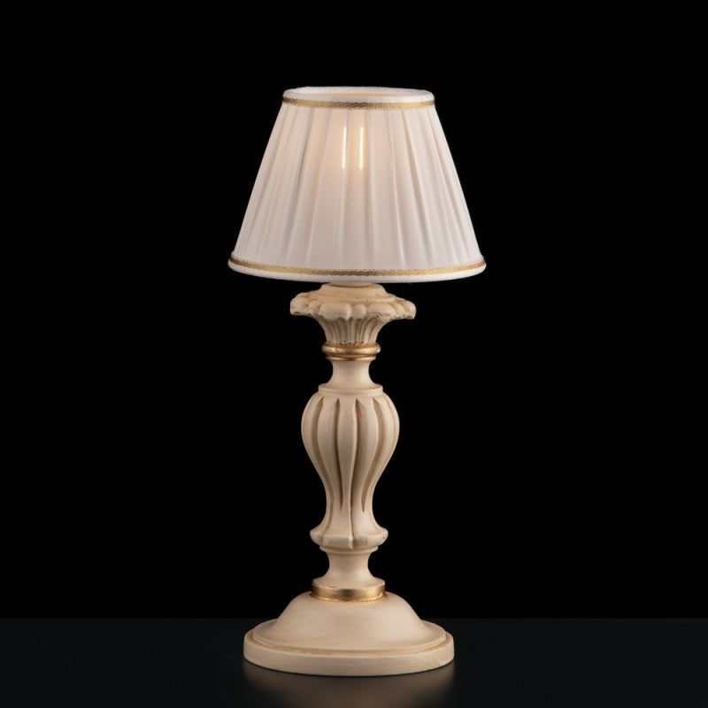 Lámpara de mesita de noche de madera y pulpa de madera marfil y pan de oro, 1 luz
