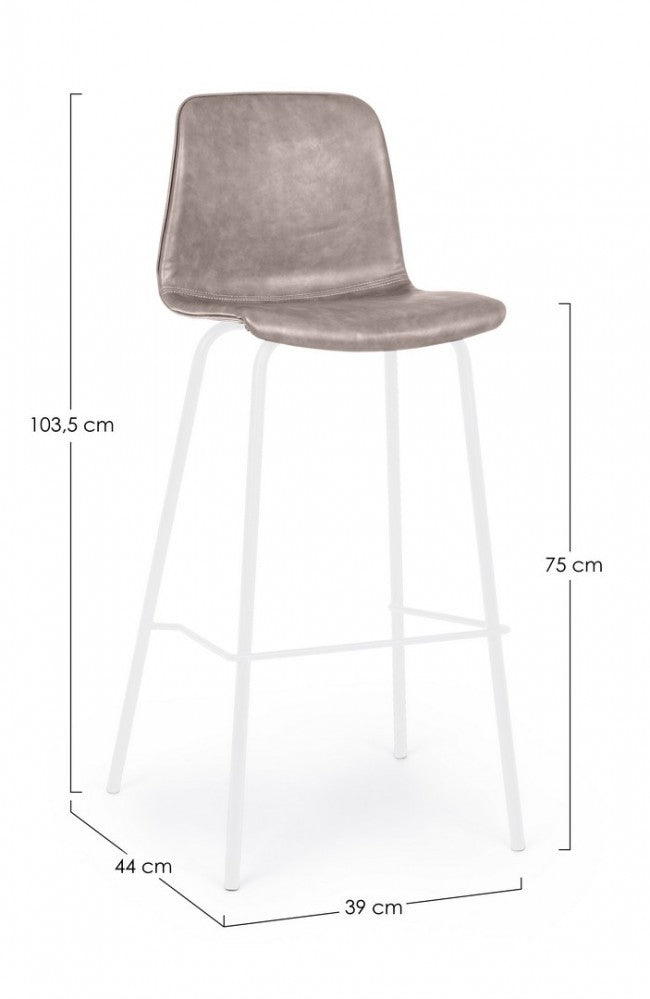 Taburete de bar Kyra ecopiel beige 39 x 44 x 103,5 cm