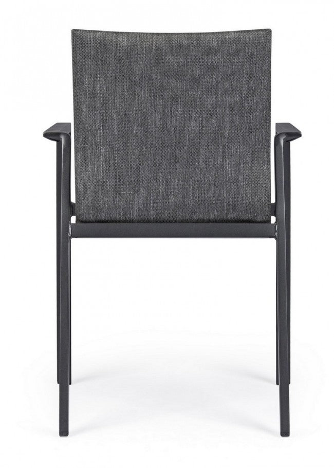 Silla de jardín antracita con brazos Bizzotto