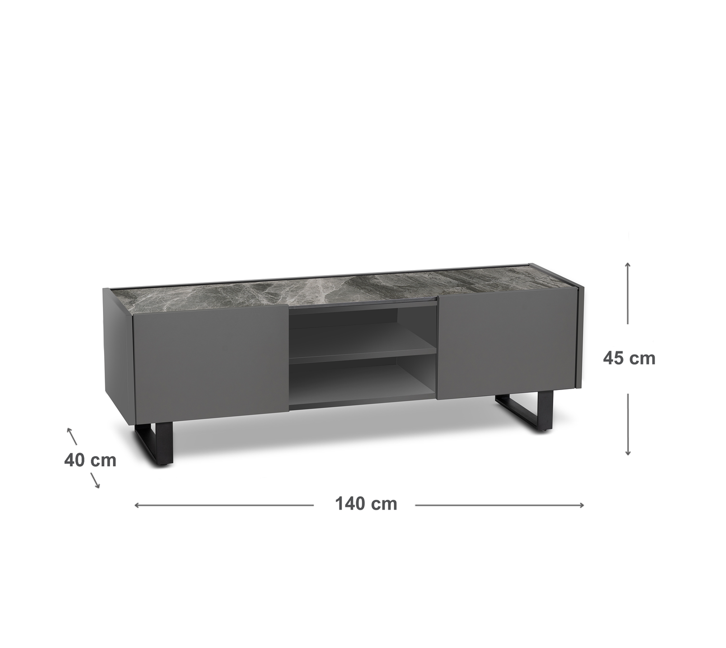 Mueble TV gris oscuro 40 cm x 140 cm Alt. 45 cm