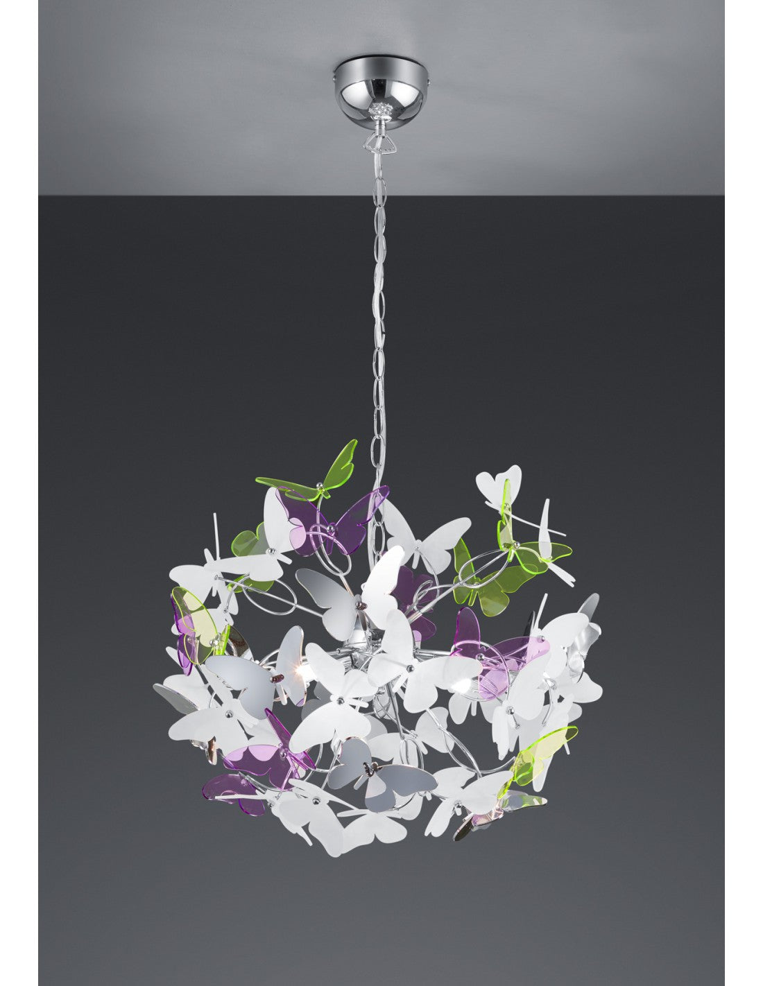 Mariposa Suspensión 4xG9 Cromo Mariposas Multicolor Ø50 cm Trio Lighting