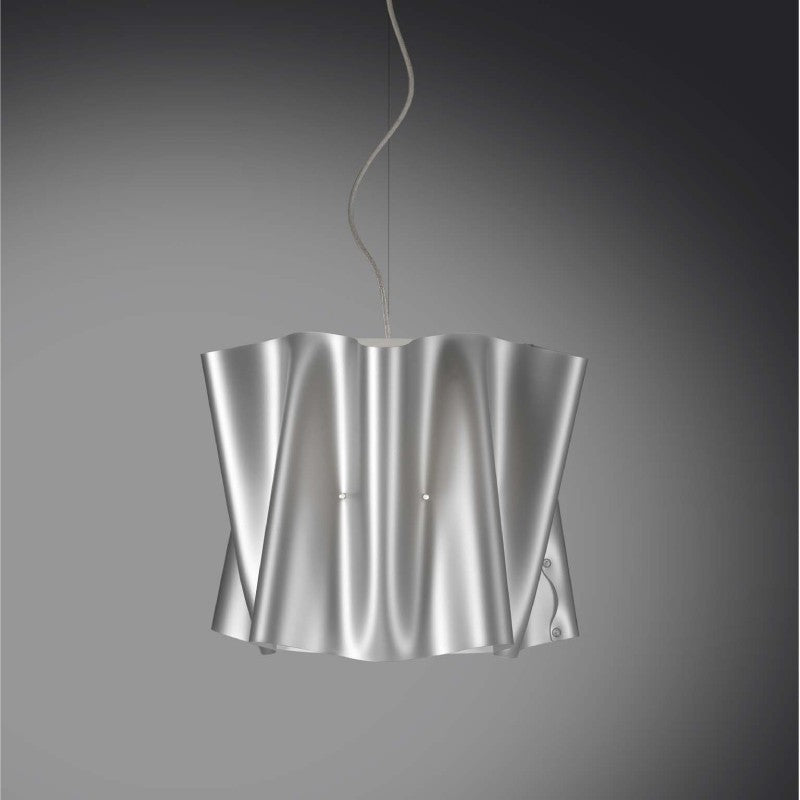 Lámpara colgante de tres luces FOLIO pantalla Polilux Plata diámetro 60x h32 cm
