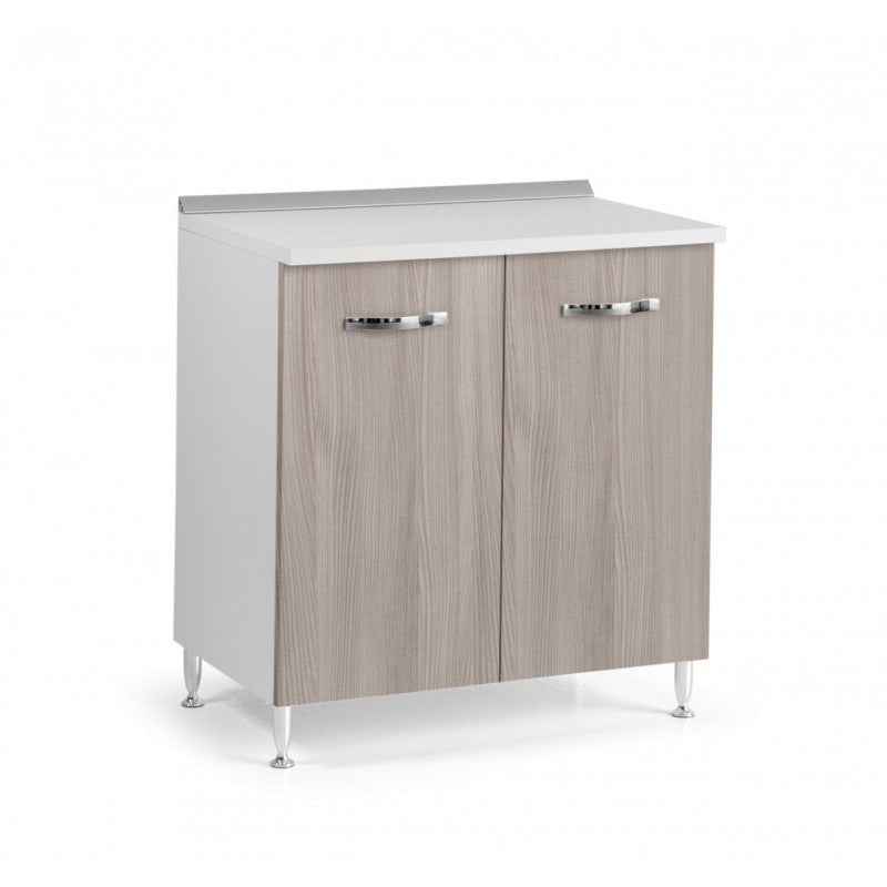 Base para cocina con 2 puertas de madera de olmo 80x50xH 85 cm