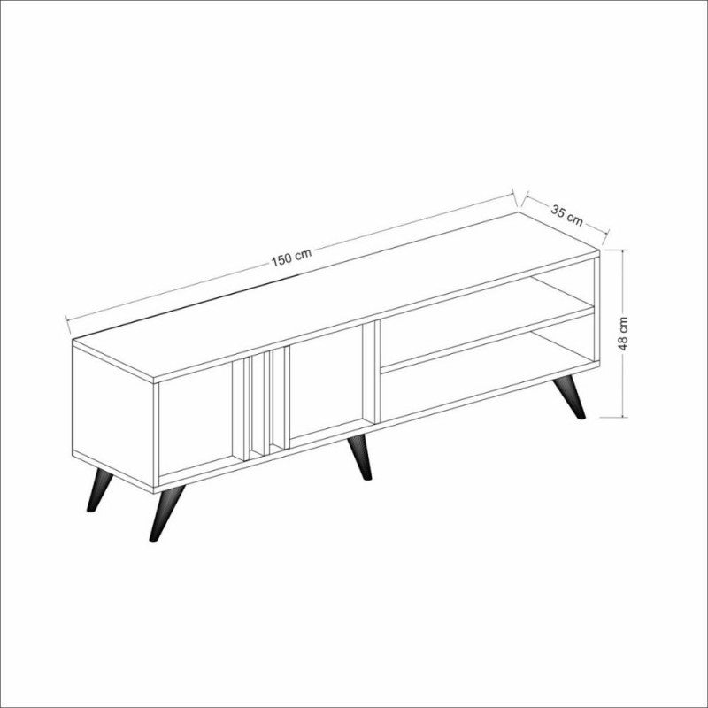 Mueble TV nogal antracita 150x35x48h cm