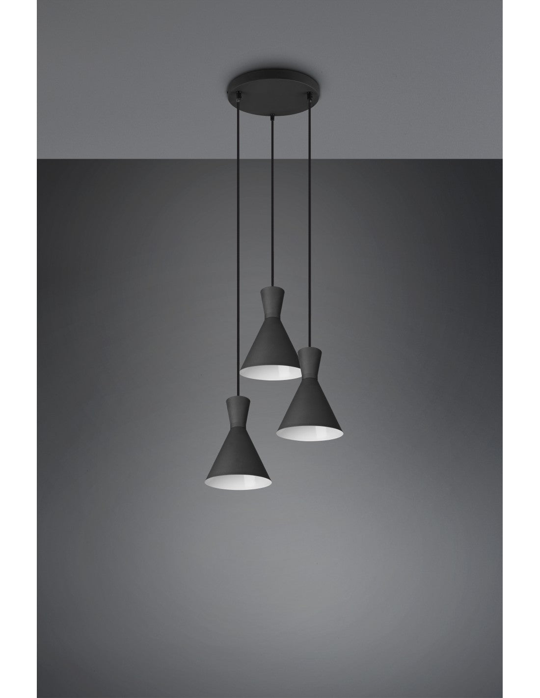 Lámpara Enzo Redonda 3xE27 Negro Mate Trio Lighting