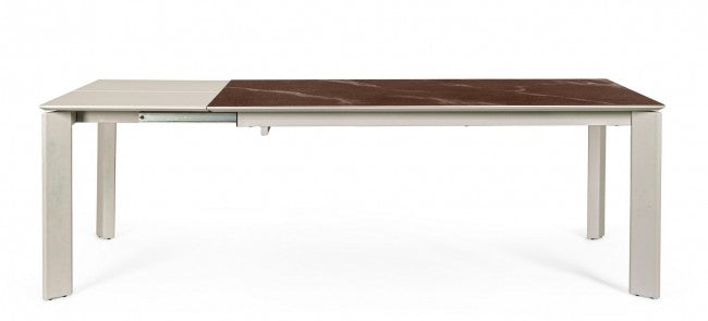 Mesa extensible Briva en marrón grisáceo brillante