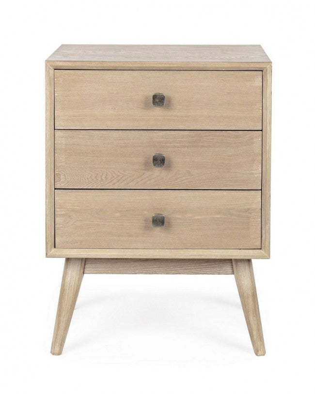 Mesita de noche Alannis 3 cajones en madera de melamina 48x35x66h cm