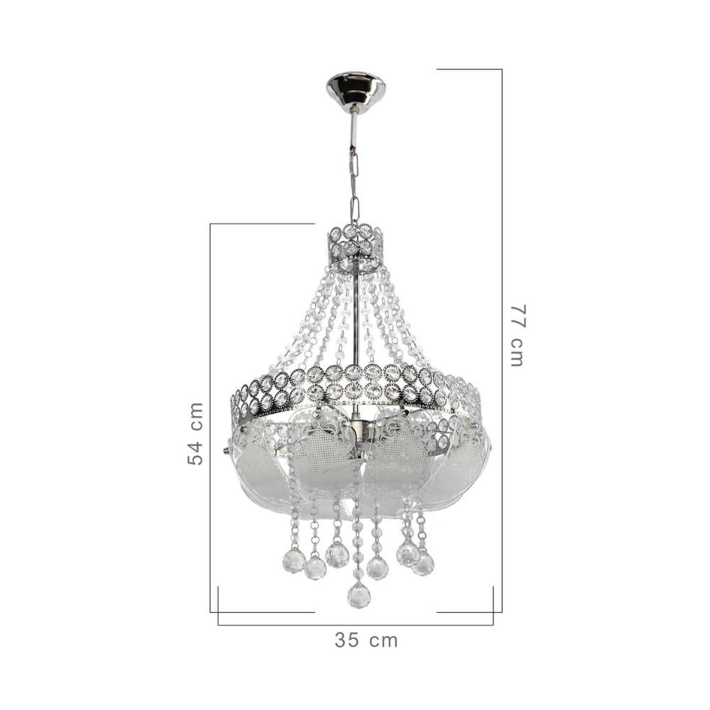 Lámpara de techo plateada Sare MDL3550 decorada con vidrio y piedras efecto cristal
