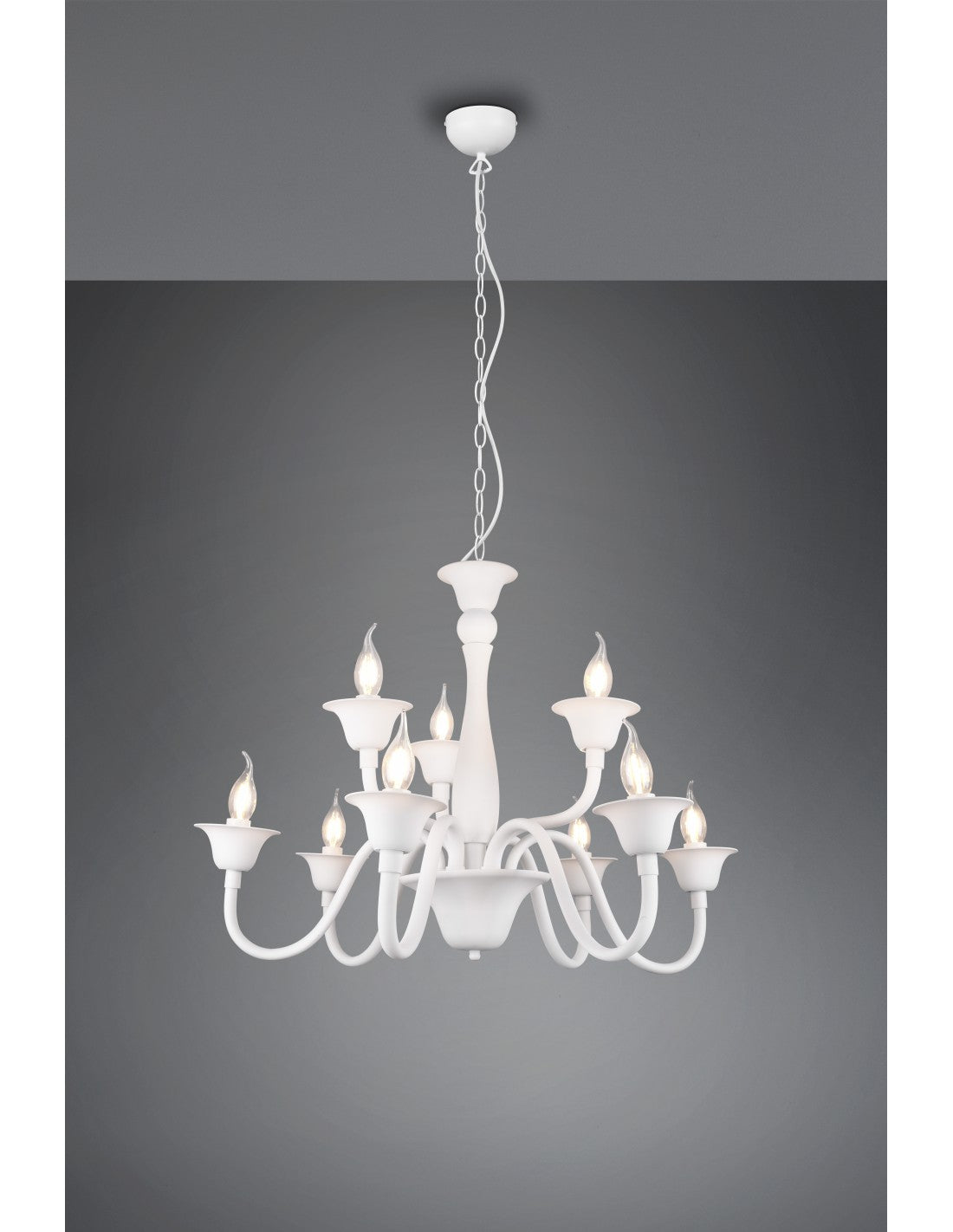 Lámpara De Comedor Blanca 9 Luces Con Cadena Elsa Trio Lighting