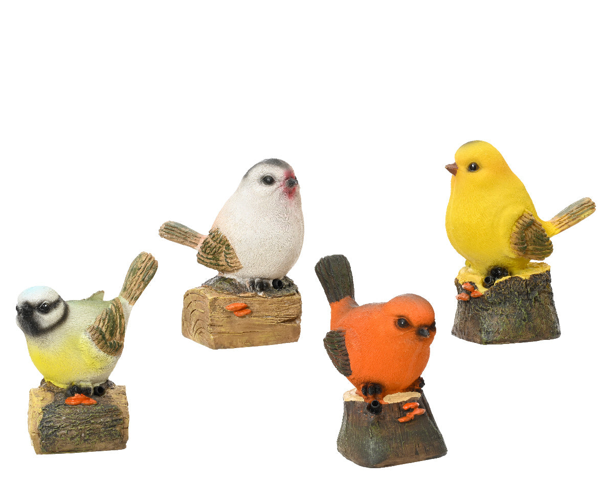 Pájaro en poliresina de 4 colores.