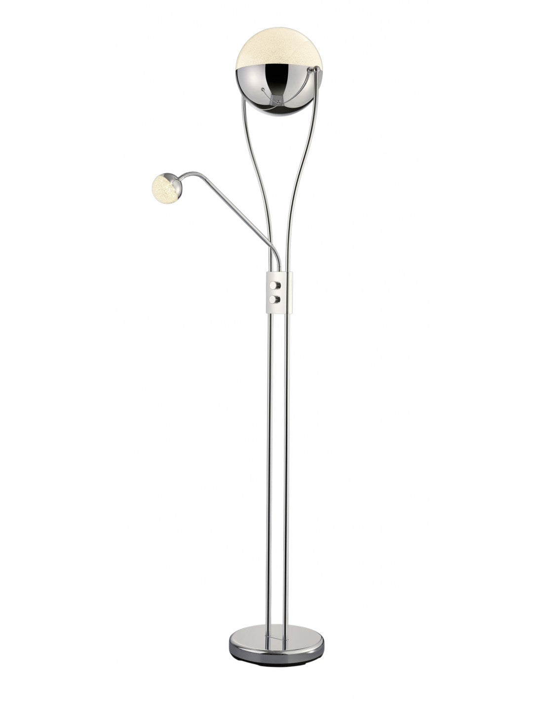 Lámpara de pie Chris Chrome Led Sphere y luz de lectura ajustable Trio Lighting