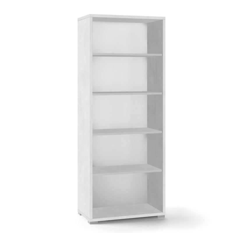 Librería moderna de madera Ossido White con cuatro estantes 71x41x h182 cm